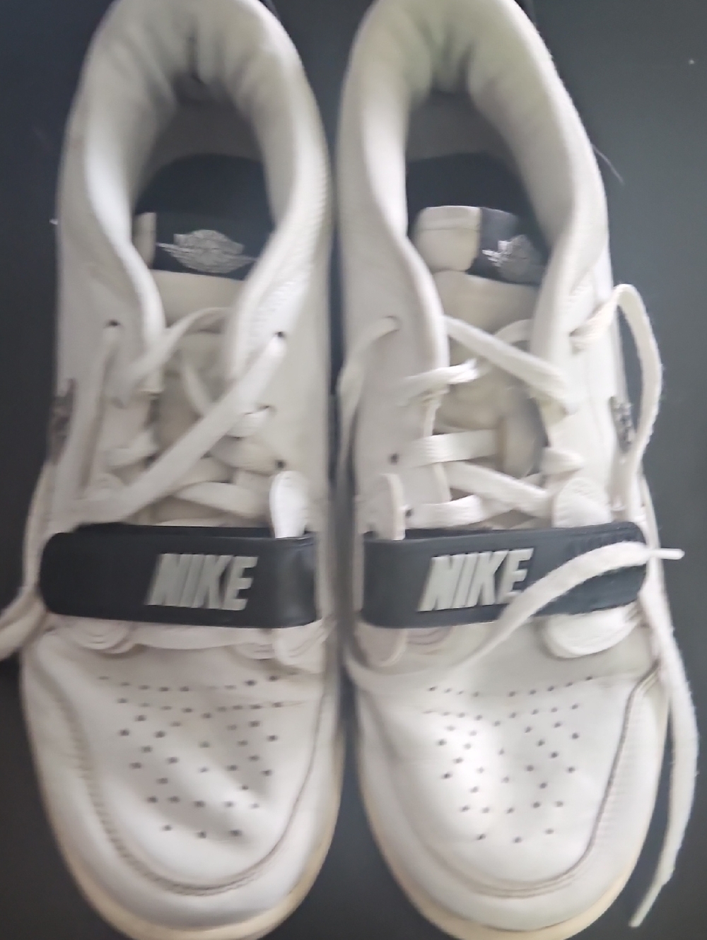 Nike Air Jordan Legacy 312 Men’s 10 White Low-Top Sneakers with Black Strap Logo